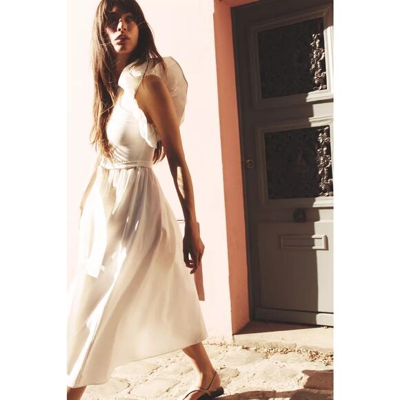 RARE!!! ZARA Ruffled Midi Dress NWT - Picture 14 of 16